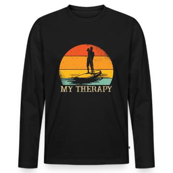 Stand Up Paddle Therapie SUP - Männer Premium Bio Langarmshirt - Schwarz - Vorne - Nico (187cm)