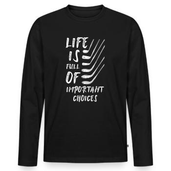 Golf gift - Men's Premium Organic Long Sleeve Shirt - black - Front - Nico (187cm)
