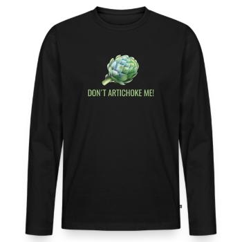 Artichaut jeu de mots drôle - T-shirt manches longues Premium bio Homme - noir - Devant - Nico (187cm)