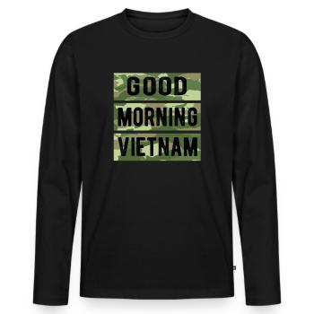 Good Morning Vietnam - Men's Premium Organic Long Sleeve Shirt - black - Front - Nico (187cm)