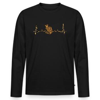 Cats Heartbeat Leopard Print - Men's Premium Organic Long Sleeve Shirt - black - Front - Nico (187cm)