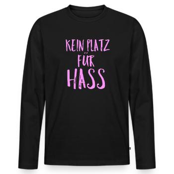 Gegen Hass - Männer Premium Bio Langarmshirt - Schwarz - Vorne - Nico (187cm)