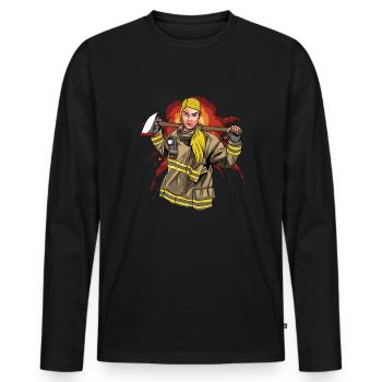 Pompier pompier pompier - T-shirt manches longues Premium bio Homme - noir - Devant - Nico (187cm)