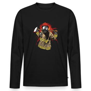 Pompier pompier pompier - T-shirt manches longues Premium bio Homme - noir - Devant - Nico (187cm)