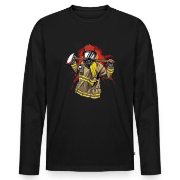 Pompier pompier pompier - T-shirt manches longues Premium bio Homme - noir - Devant - Nico (187cm)