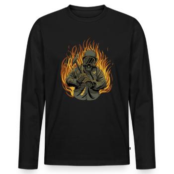 Pompier pompier pompier - T-shirt manches longues Premium bio Homme - noir - Devant - Nico (187cm)