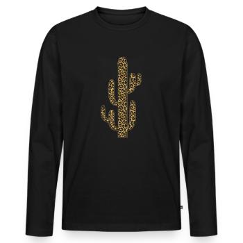 Conception de cactus avec imprimé leo - T-shirt manches longues Premium bio Homme - noir - Devant - Nico (187cm)