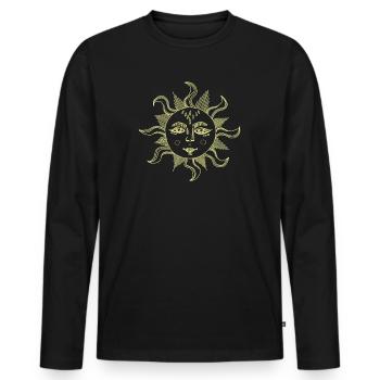 Sonne - Männer Premium Bio Langarmshirt - Schwarz - Vorne - Nico (187cm)
