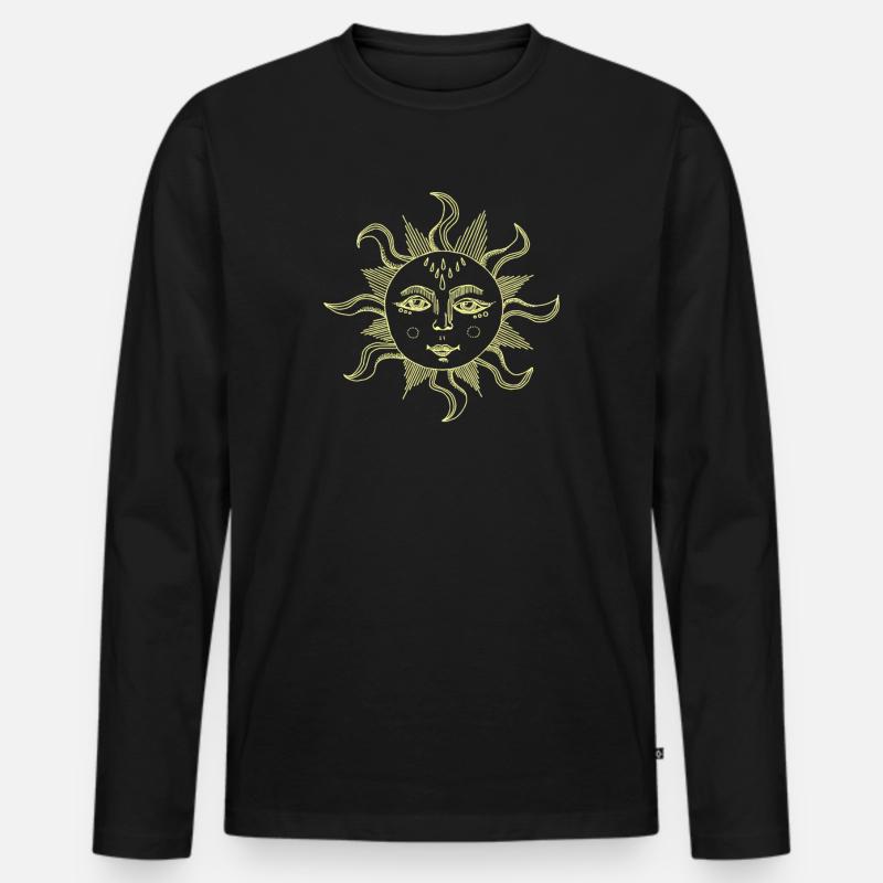 Sonne - Männer Premium Bio Langarmshirt - Schwarz
