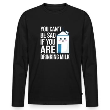 Lait au lait cru au lait entier - T-shirt manches longues Premium bio Homme - noir - Devant - Nico (187cm)