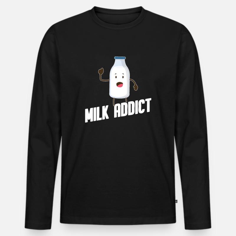 Milch Rohmilch Vollmilch - Männer Premium Bio Langarmshirt - Schwarz