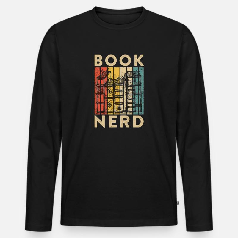 Bücherwurm Buch Lesen Leseratte - Männer Premium Bio Langarmshirt - Schwarz