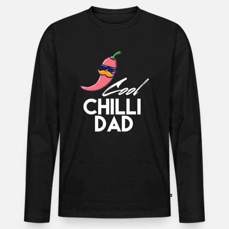 Chilli Spruch Papa - Männer Premium Bio Langarmshirt - Schwarz