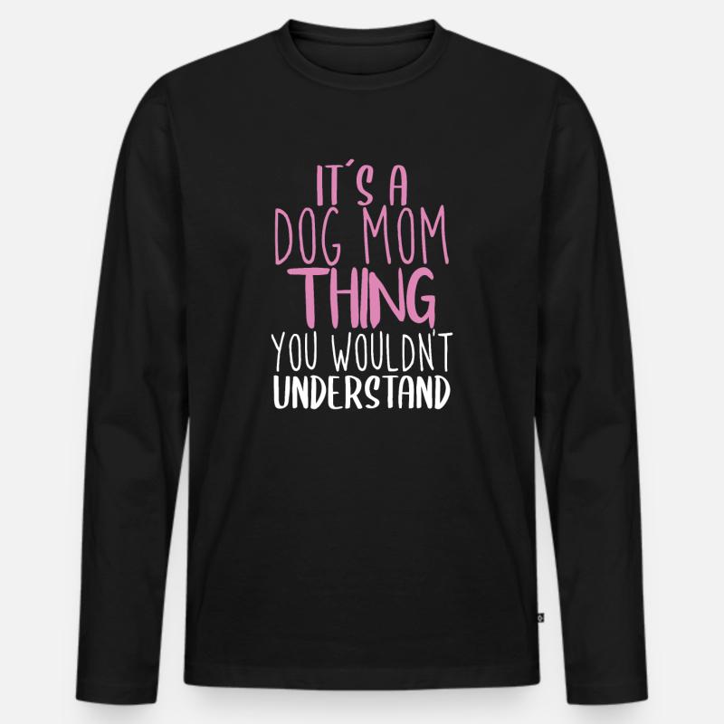 Dog Mom - Männer Premium Bio Langarmshirt - Schwarz