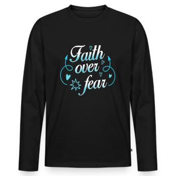 La foi sur la peur - T-shirt manches longues Premium bio Homme - noir - Devant - Nico (187cm)