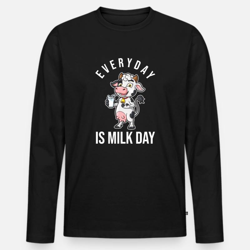 Milch Rohmilch Vollmilch - Männer Premium Bio Langarmshirt - Schwarz