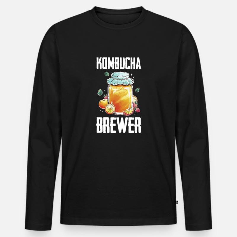 Kombucha - Männer Premium Bio Langarmshirt - Schwarz