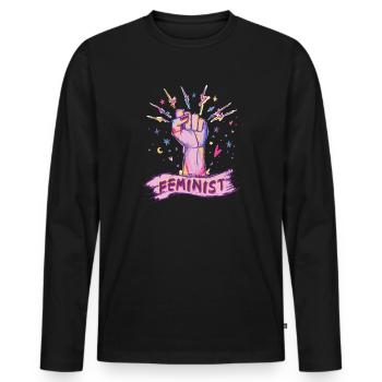 Feminismus Frauenpower Feminist - Männer Premium Bio Langarmshirt - Schwarz - Vorne - Nico (187cm)