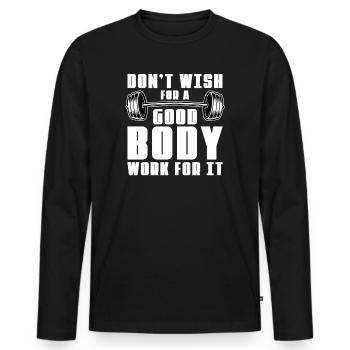 Haltérophile Haltères Long - T-shirt manches longues Premium bio Homme - noir - Devant - Nico (187cm)