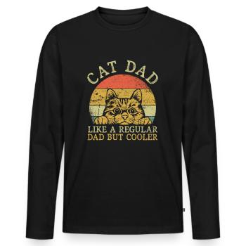 Cat Dad Chats Papa - T-shirt manches longues Premium bio Homme - noir - Devant - Nico (187cm)