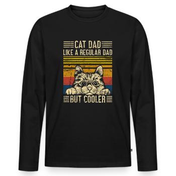 Cat Dad Chats Papa - T-shirt manches longues Premium bio Homme - noir - Devant - Nico (187cm)