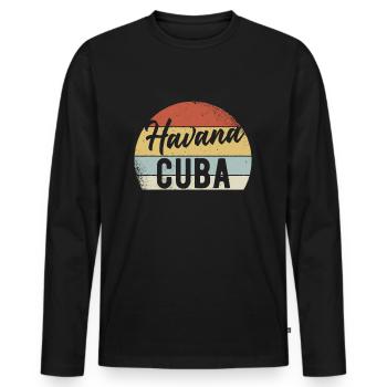 Havana Cuba - Men's Premium Organic Long Sleeve Shirt - black - Front - Nico (187cm)