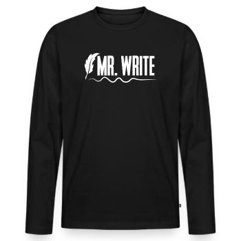 Écrivain Roman Schreiber Littérature Auteur - T-shirt manches longues Premium bio Homme - noir - Devant - Nico (187cm)