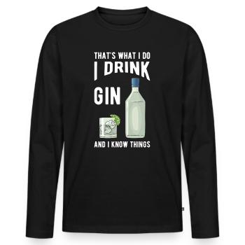 Gin disant cadeaux de gin - T-shirt manches longues Premium bio Homme - noir - Devant - Nico (187cm)