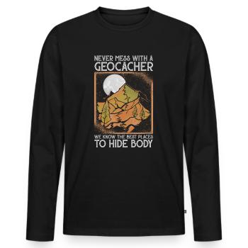 Geocaching Geo Caching Geocacher - T-shirt manches longues Premium bio Homme - noir - Devant - Nico (187cm)