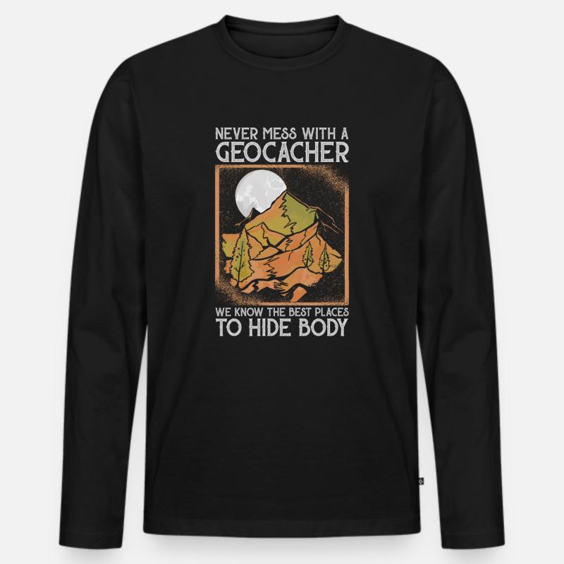 Geocaching Geo Caching Geocacher - Männer Premium Bio Langarmshirt - Schwarz