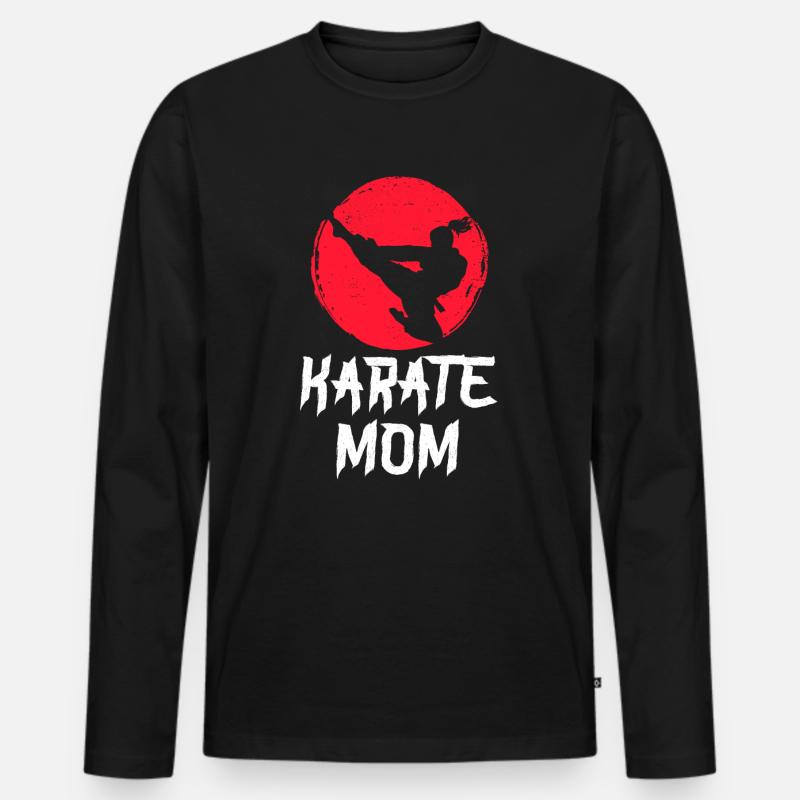 Karate Mom - Männer Premium Bio Langarmshirt - Schwarz