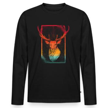 Deer Antler Deer Head Deer Wild - Men's Premium Organic Long Sleeve Shirt - black - Front - Nico (187cm)