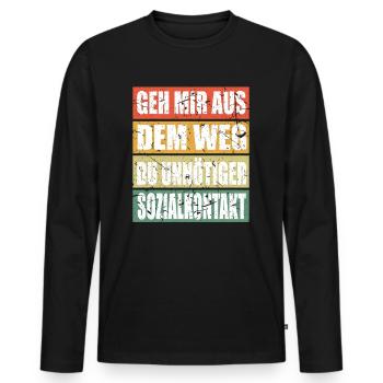 Unnötiger Sozial Kontakt - Männer Premium Bio Langarmshirt - Schwarz - Vorne - Nico (187cm)