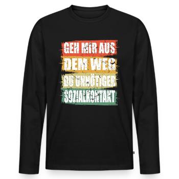 Unnötiger Sozial Kontakt - Männer Premium Bio Langarmshirt - Schwarz - Vorne - Nico (187cm)