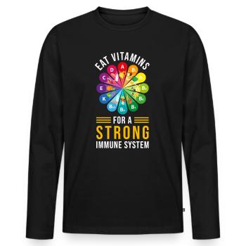 Healthy Eating Vitamins - Men's Premium Organic Long Sleeve Shirt - black - Front - Nico (187cm)