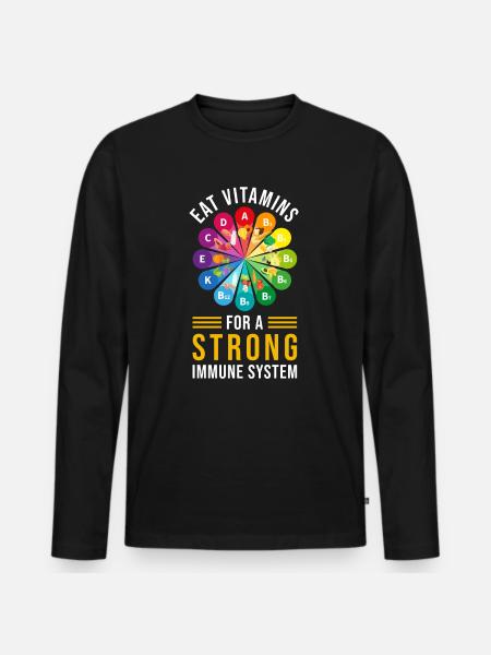 Healthy Eating Vitamins - Men's Premium Organic Long Sleeve Shirt - black
