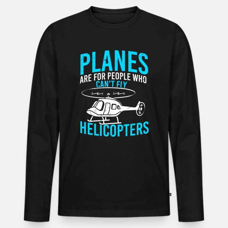 Hubschrauber - Männer Premium Bio Langarmshirt - Schwarz