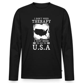 USA amerika Urlaub Auswandern - Männer Premium Bio Langarmshirt - Schwarz - Vorne - Nico (187cm)