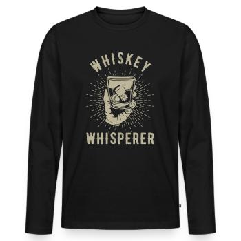 Whisky Cadeaux Whiskey Whisperer - T-shirt manches longues Premium bio Homme - noir - Devant - Nico (187cm)