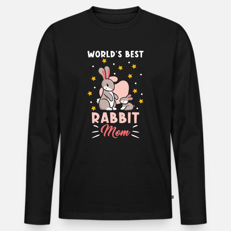 Hasen Mama - Männer Premium Bio Langarmshirt - Schwarz