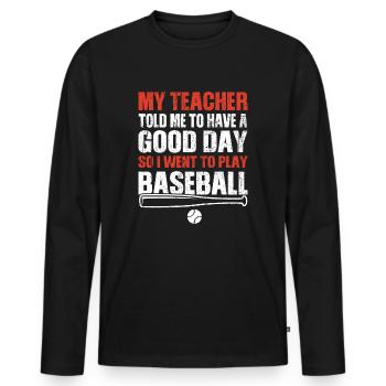 Baseball - Männer Premium Bio Langarmshirt - Schwarz - Vorne - Nico (187cm)