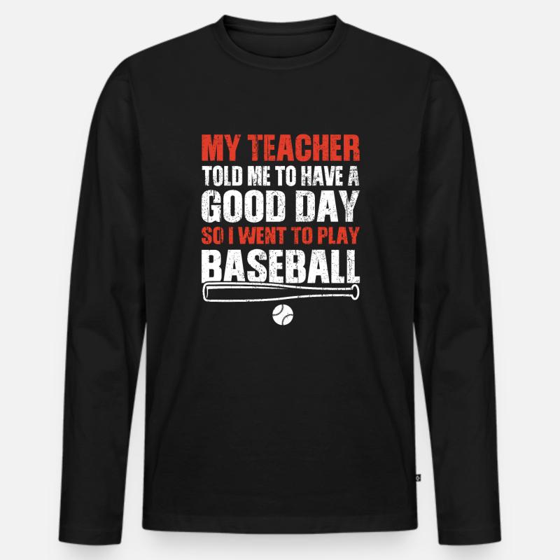 Baseball - Männer Premium Bio Langarmshirt - Schwarz