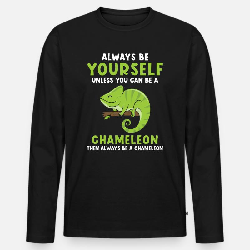 Chamäleon Spruch lustig - Männer Premium Bio Langarmshirt - Schwarz