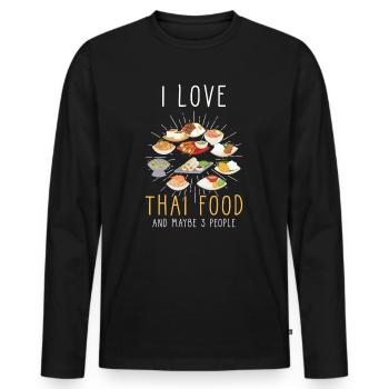 Thaï food thaïlandaise - T-shirt manches longues Premium bio Homme - noir - Devant - Nico (187cm)