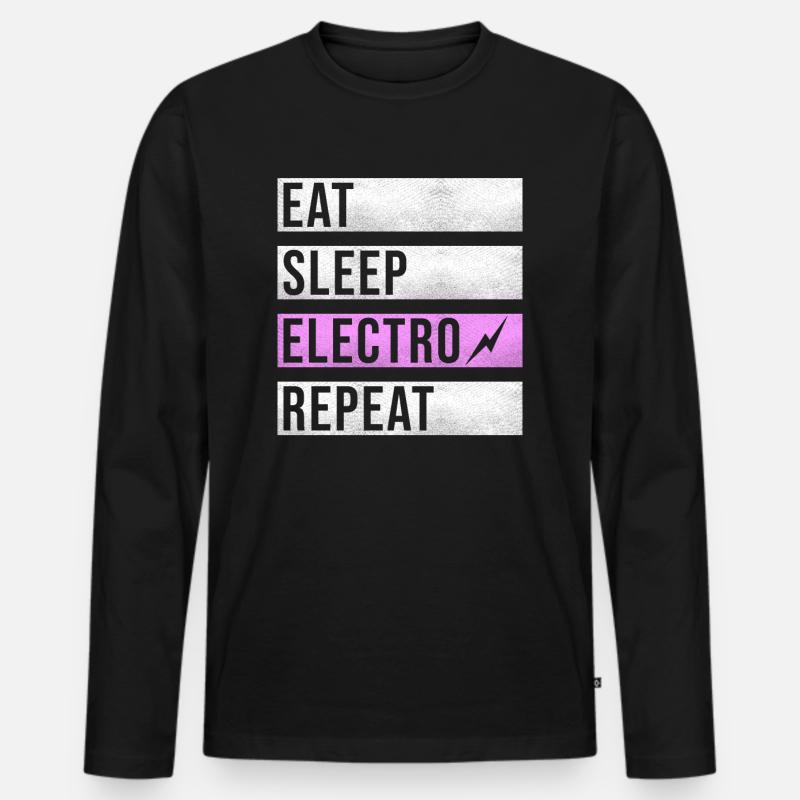 Techno Musik Electro Raver - Männer Premium Bio Langarmshirt - Schwarz