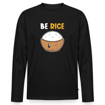 Kawaii riz drôle de jeu de mots riz - T-shirt manches longues Premium bio Homme - noir - Devant - Nico (187cm)