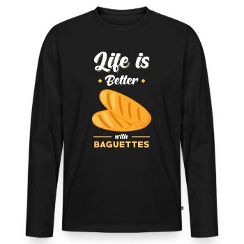 Baguette bread saying funny - Men's Premium Organic Long Sleeve Shirt - black - Front - Nico (187cm)
