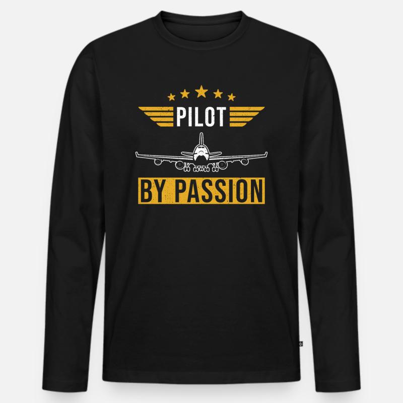 Pilot Spruch Geschenk Piloten - Männer Premium Bio Langarmshirt - Schwarz