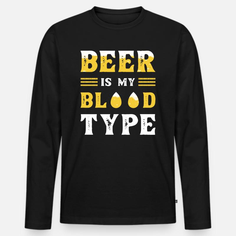 Bier Blutgruppe Bier - Männer Premium Bio Langarmshirt - Schwarz