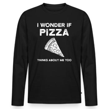 Pizza - Männer Premium Bio Langarmshirt - Schwarz - Vorne - Nico (187cm)
